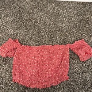 Red Off Shoulder Scrunch Top